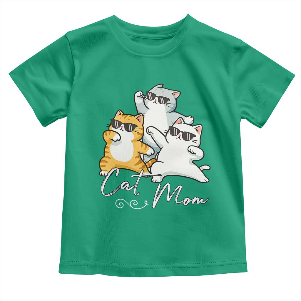Cat Mom Toddler T Shirt Three Cool Cats with Sunglasses TS12 Irish Green Print Your Wear