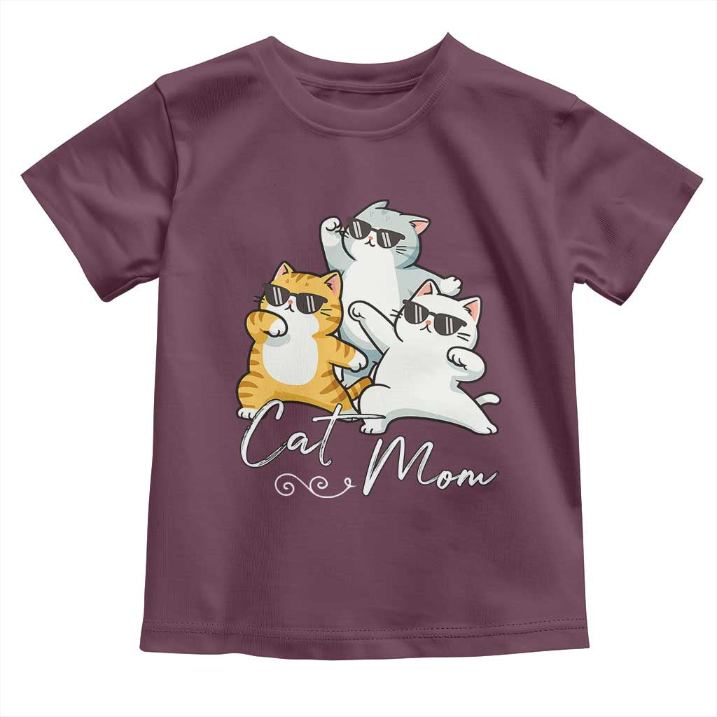 Cat Mom Toddler T Shirt Three Cool Cats with Sunglasses TS12 Maroon Print Your Wear