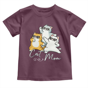 Cat Mom Toddler T Shirt Three Cool Cats with Sunglasses TS12 Maroon Print Your Wear