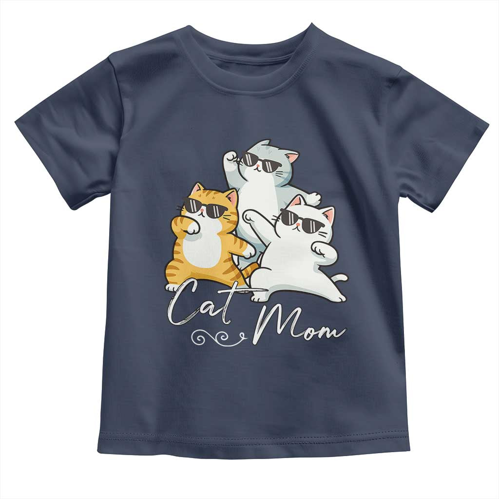 Cat Mom Toddler T Shirt Three Cool Cats with Sunglasses TS12 Navy Print Your Wear