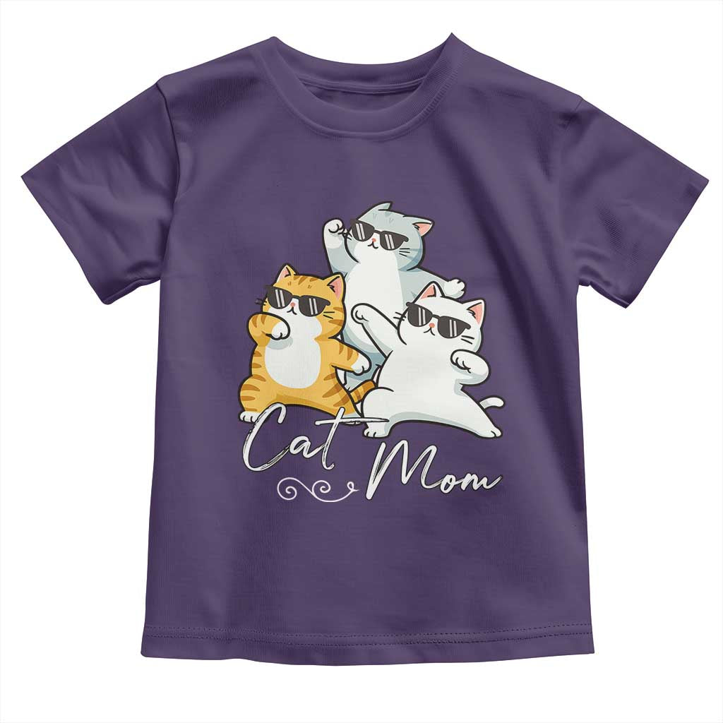 Cat Mom Toddler T Shirt Three Cool Cats with Sunglasses TS12 Purple Print Your Wear