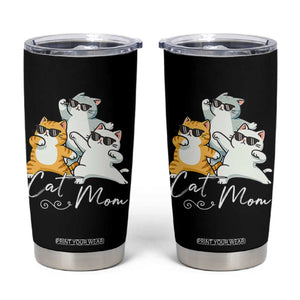 Cat Mom Tumbler Cup Three Cool Cats with Sunglasses TS12 Black Print Your Wear