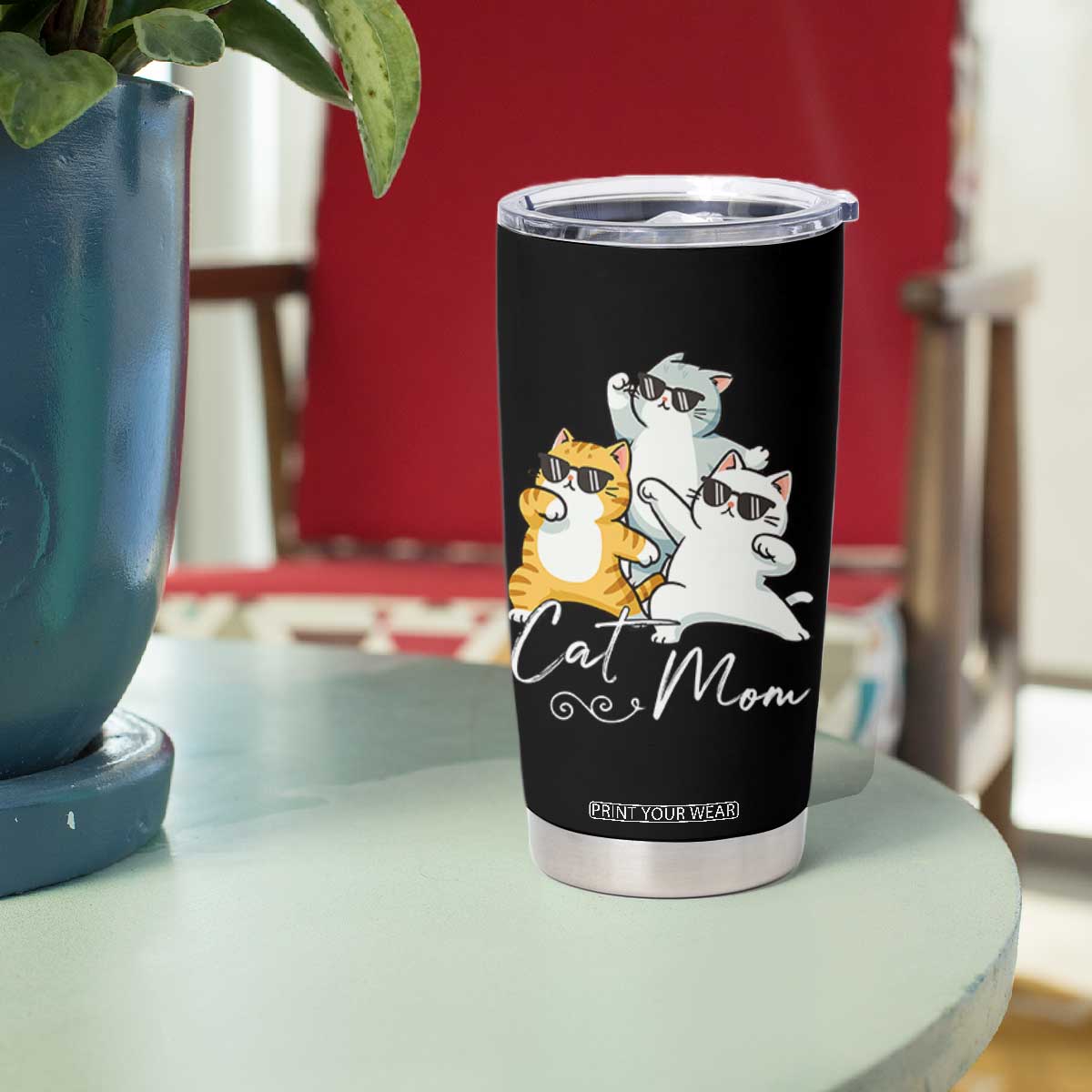 Cat Mom Tumbler Cup Three Cool Cats with Sunglasses TS12 Print Your Wear