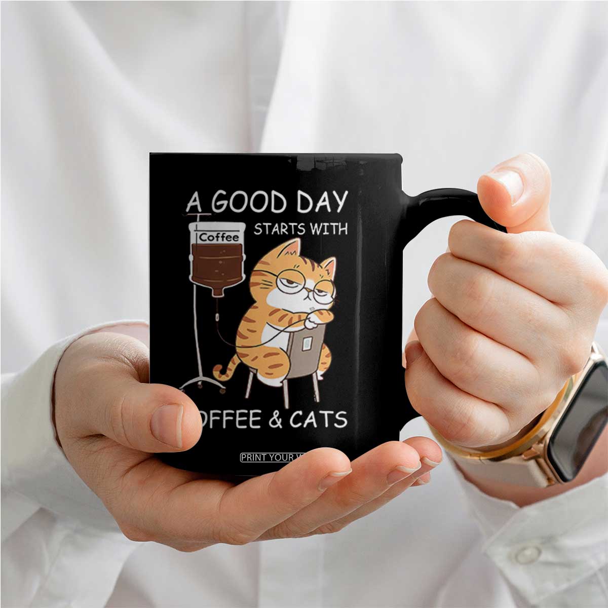 A Good Day Starts With Coffee And Cats Coffee Mug Funny Purrfect Morning TS12 Print Your Wear
