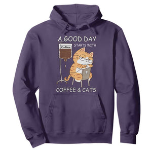 A Good Day Starts With Coffee And Cats Hoodie Funny Purrfect Morning TS12 Purple Print Your Wear