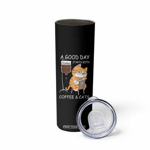 A Good Day Starts With Coffee And Cats Skinny Tumbler Funny Purrfect Morning TS12 Print Your Wear