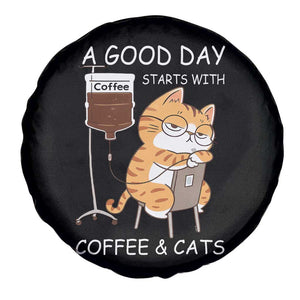 A Good Day Starts With Coffee And Cats Spare Tire Cover Funny Purrfect Morning TS12 Print Your Wear