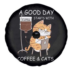 A Good Day Starts With Coffee And Cats Spare Tire Cover Funny Purrfect Morning TS12 Print Your Wear