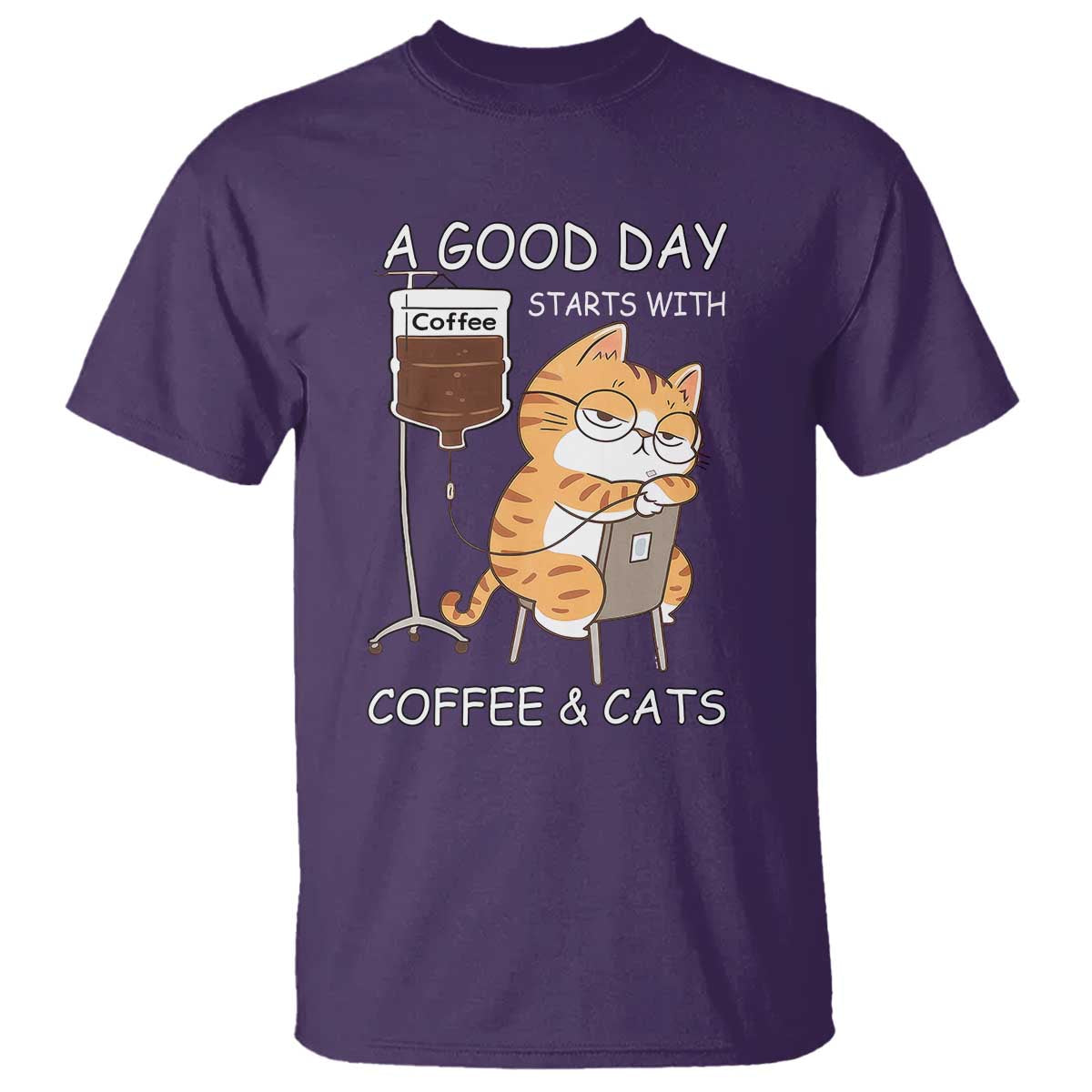 A Good Day Starts With Coffee And Cats T Shirt Funny Purrfect Morning TS12 Purple Print Your Wear