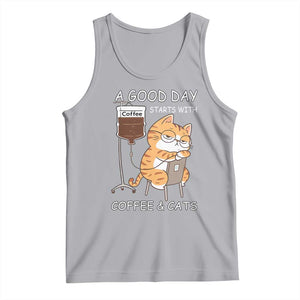 A Good Day Starts With Coffee And Cats Tank Top Funny Purrfect Morning TS12 Athletic Heather Print Your Wear