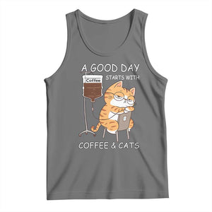 A Good Day Starts With Coffee And Cats Tank Top Funny Purrfect Morning TS12 Black Heather Print Your Wear
