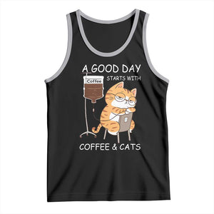 A Good Day Starts With Coffee And Cats Tank Top Funny Purrfect Morning TS12 Black Athletic Heather Print Your Wear