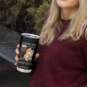 A Good Day Starts With Coffee And Cats Tumbler Cup Funny Purrfect Morning TS12 Print Your Wear