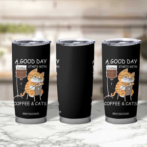 A Good Day Starts With Coffee And Cats Tumbler Cup Funny Purrfect Morning TS12 Print Your Wear
