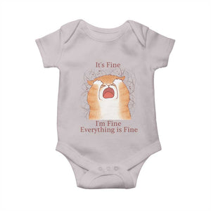Its Fine I am Fine Everything is Fine Funny Cat Lover Baby Onesie TS12 Ice Gray Print Your Wear