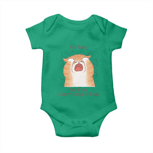 Its Fine I am Fine Everything is Fine Funny Cat Lover Baby Onesie TS12 Irish Green Print Your Wear