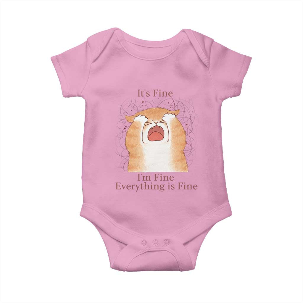 Its Fine I am Fine Everything is Fine Funny Cat Lover Baby Onesie TS12 Light Pink Print Your Wear