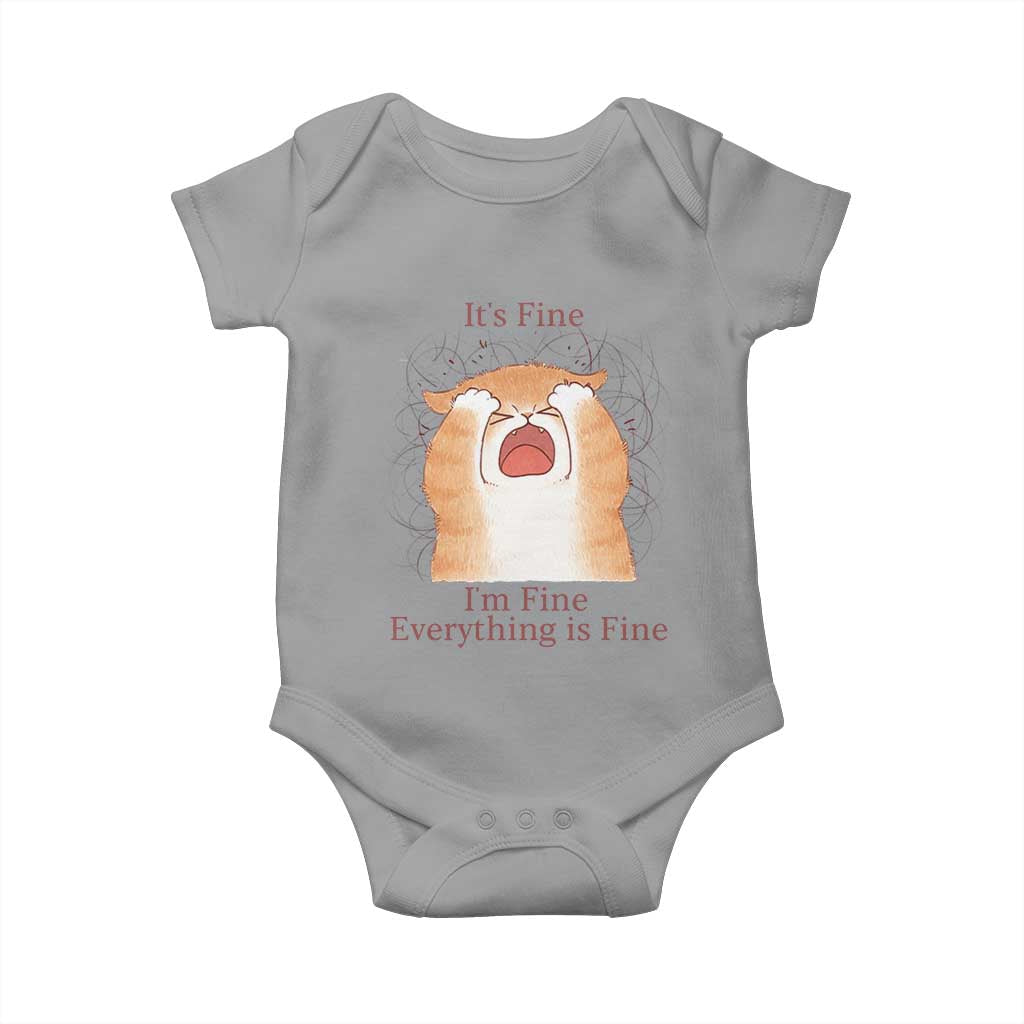 Its Fine I am Fine Everything is Fine Funny Cat Lover Baby Onesie TS12 Sport Gray Print Your Wear