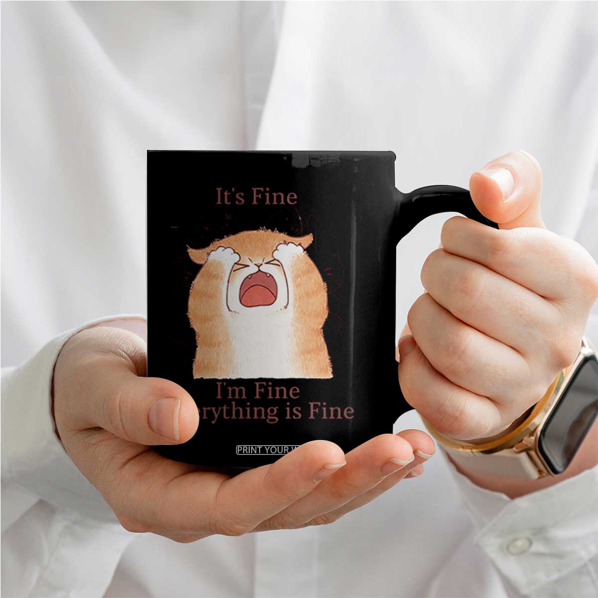 Its Fine I am Fine Everything is Fine Funny Cat Lover Coffee Mug TS12 Print Your Wear