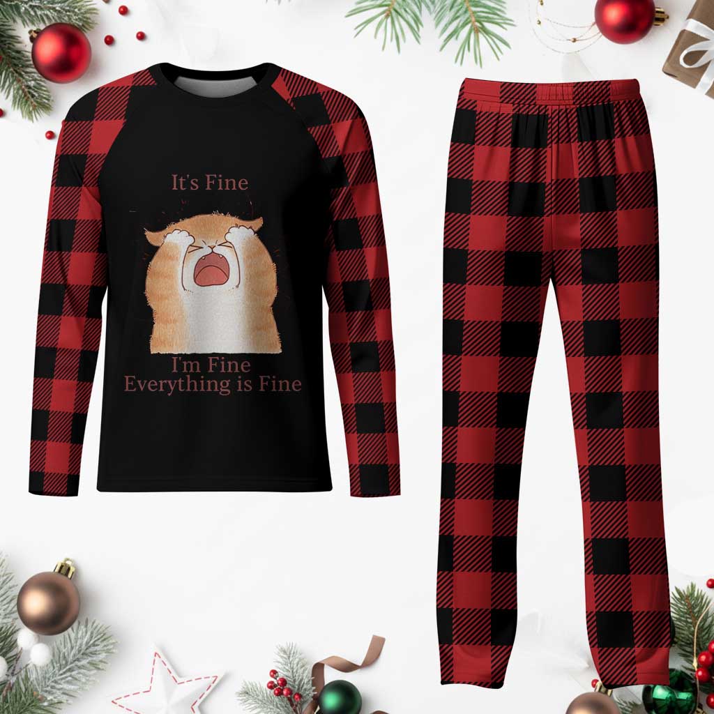 Its Fine I am Fine Everything is Fine Funny Cat Lover Plaid Pajama Set TS12 Buffalo Plaid Print Your Wear