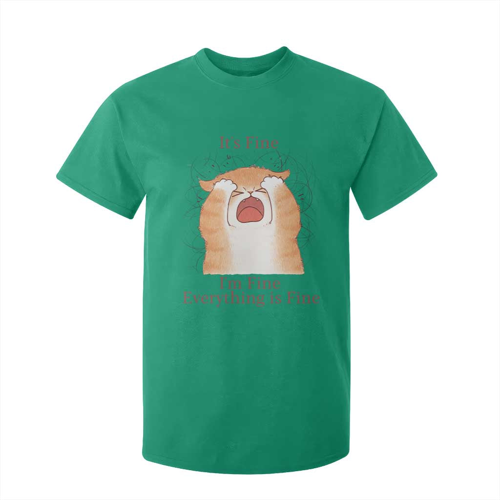 Its Fine I am Fine Everything is Fine Funny Cat Lover T Shirt For Kid TS12 Irish Green Print Your Wear