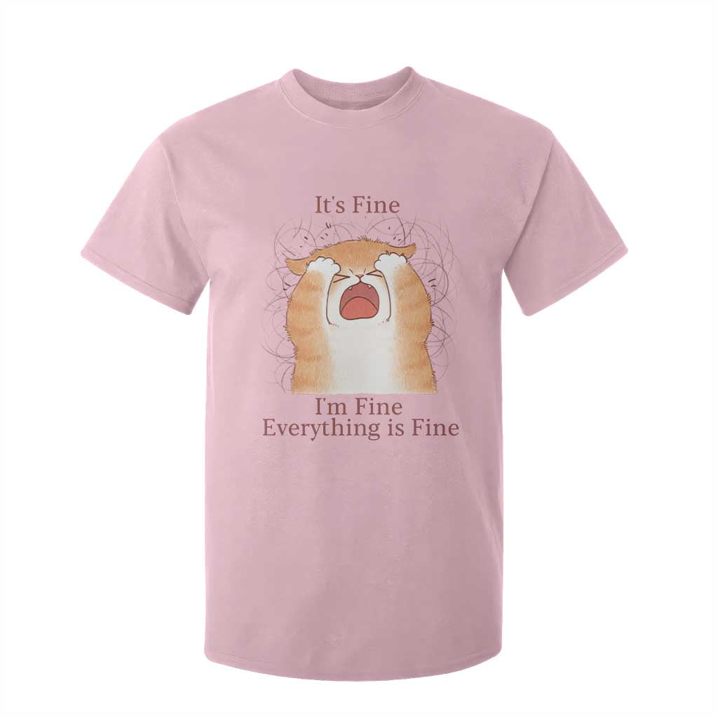 Its Fine I am Fine Everything is Fine Funny Cat Lover T Shirt For Kid TS12 Light Pink Print Your Wear