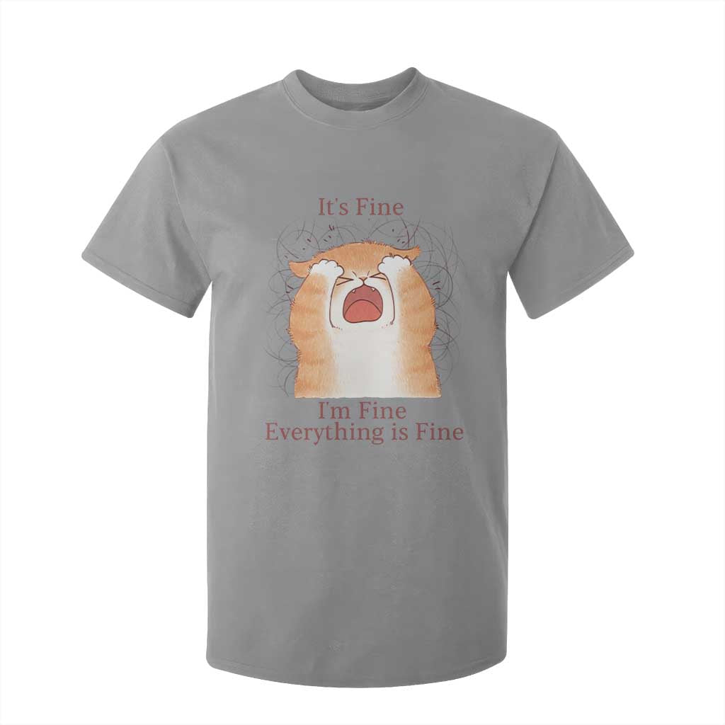 Its Fine I am Fine Everything is Fine Funny Cat Lover T Shirt For Kid TS12 Sport Gray Print Your Wear