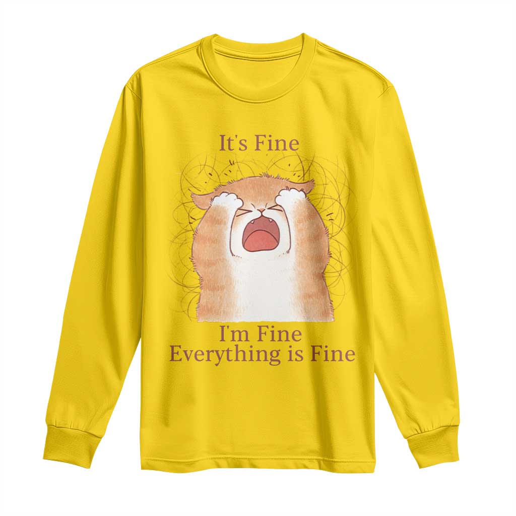 Its Fine I am Fine Everything is Fine Funny Cat Lover Long Sleeve Shirt TS12 Daisy Print Your Wear