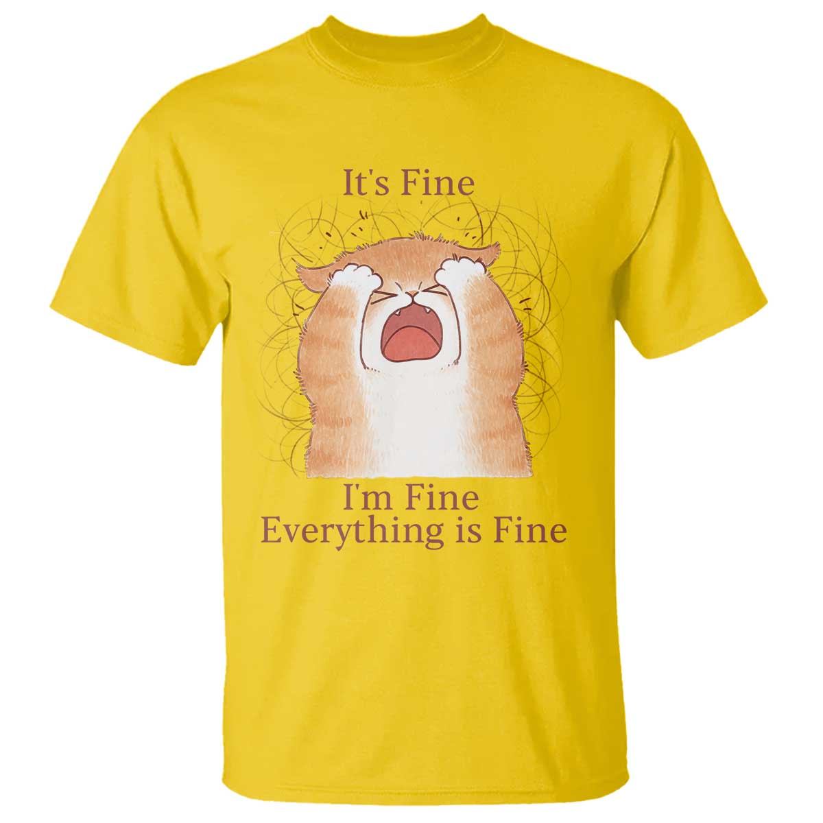 Its Fine I am Fine Everything is Fine Funny Cat Lover T Shirt TS12 Daisy Print Your Wear