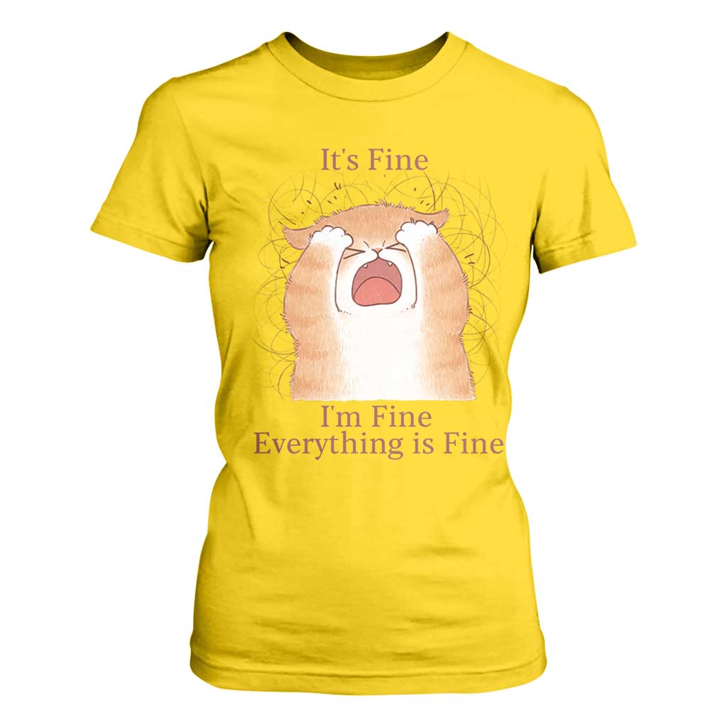 Its Fine I am Fine Everything is Fine Funny Cat Lover T Shirt For Women TS12 Daisy Print Your Wear