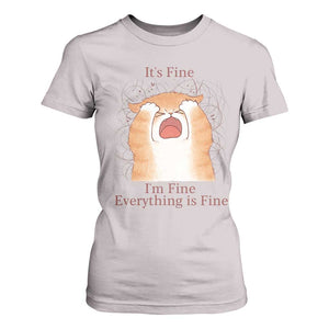 Its Fine I am Fine Everything is Fine Funny Cat Lover T Shirt For Women TS12 Ice Gray Print Your Wear