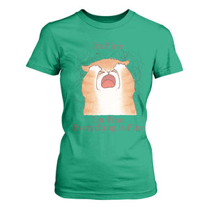 Its Fine I am Fine Everything is Fine Funny Cat Lover T Shirt For Women TS12 Irish Green Print Your Wear