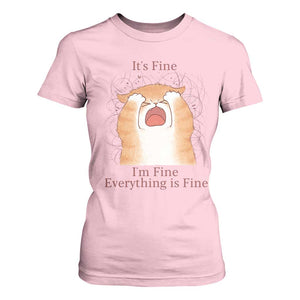 Its Fine I am Fine Everything is Fine Funny Cat Lover T Shirt For Women TS12 Light Pink Print Your Wear
