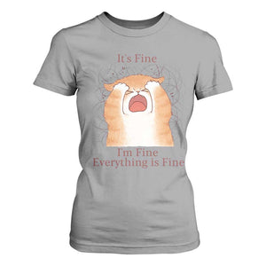 Its Fine I am Fine Everything is Fine Funny Cat Lover T Shirt For Women TS12 Sport Gray Print Your Wear