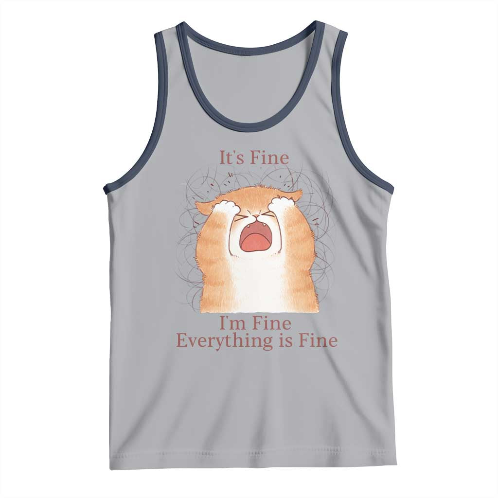 Its Fine I am Fine Everything is Fine Funny Cat Lover Tank Top TS12 Athletic Heather Navy Print Your Wear