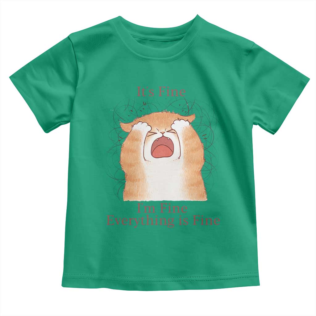 Its Fine I am Fine Everything is Fine Funny Cat Lover Toddler T Shirt TS12 Irish Green Print Your Wear