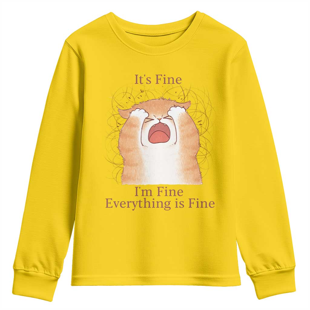 Its Fine I am Fine Everything is Fine Funny Cat Lover Youth Sweatshirt TS12 Daisy Print Your Wear