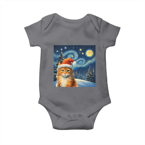 Christmas Van Gogh Cat Baby Onesie In Santa Hat Starry Night TS12 Charcoal Print Your Wear