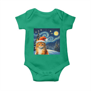 Christmas Van Gogh Cat Baby Onesie In Santa Hat Starry Night TS12 Irish Green Print Your Wear