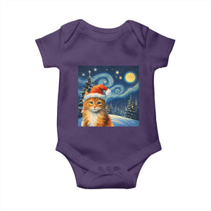 Christmas Van Gogh Cat Baby Onesie In Santa Hat Starry Night TS12 Purple Print Your Wear