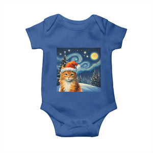 Christmas Van Gogh Cat Baby Onesie In Santa Hat Starry Night TS12 Royal Blue Print Your Wear