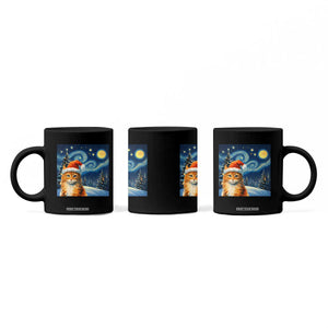 Christmas Van Gogh Cat Coffee Mug In Santa Hat Starry Night TS12 Print Your Wear