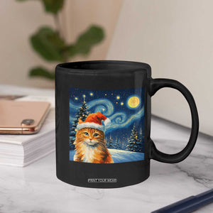 Christmas Van Gogh Cat Coffee Mug In Santa Hat Starry Night TS12 Print Your Wear