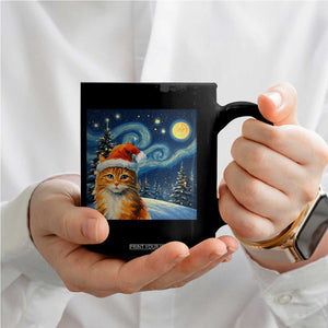 Christmas Van Gogh Cat Coffee Mug In Santa Hat Starry Night TS12 Print Your Wear