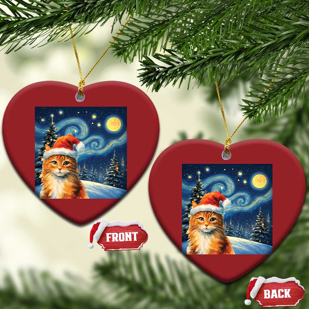 Christmas Van Gogh Cat Christmas Ornament In Santa Hat Starry Night TS12 Heart Red Print Your Wear