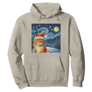 Christmas Van Gogh Cat Hoodie In Santa Hat Starry Night TS12 Sand Print Your Wear