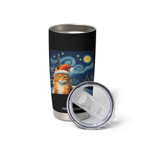 Christmas Van Gogh Cat Tumbler Cup In Santa Hat Starry Night TS12 Print Your Wear
