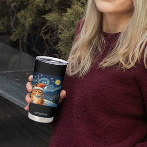 Christmas Van Gogh Cat Tumbler Cup In Santa Hat Starry Night TS12 Print Your Wear