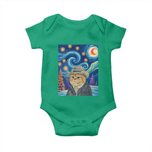 Funny Van Gogh Cat in Starry Night Baby Onesie TS12 Irish Green Print Your Wear