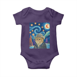 Funny Van Gogh Cat in Starry Night Baby Onesie TS12 Purple Print Your Wear
